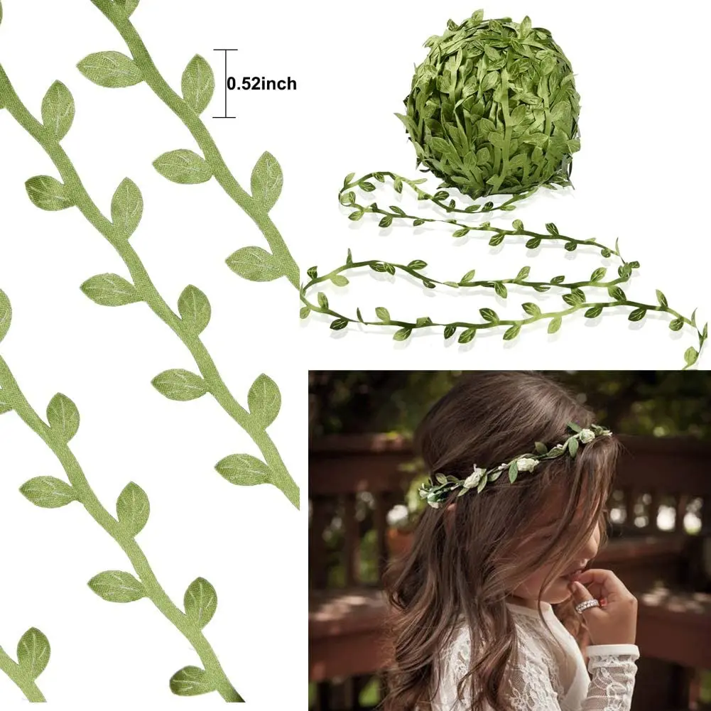 20M Blatt Band Eukalyptus für Handwerk Girlande Hochzeit Arch Reben Dekorative Kranz Zubehör Hochzeit Wand Handwerk Party Dekoration – Detail 3