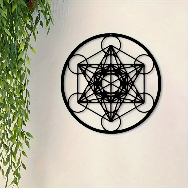Buddha Wall Sculpture - Modern Geometric Iron Art with Patina Effect, Multi-Layered Silhouette for Indoor Home & Office Decor