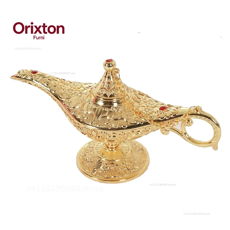 Aladdin lamp 22cm Metal Aladdin Magic Lamp Decoration Home Accessories Russian Characteristics Retro Living Room Decor Ornament