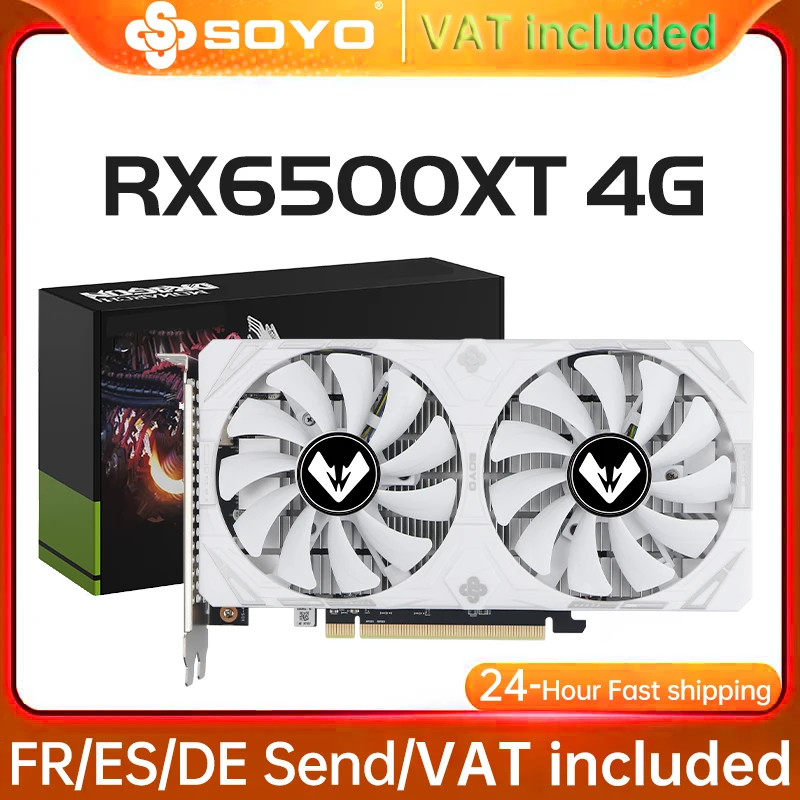 SOYO AMD Radeon RX6500XT 4 GB Gaming-Grafikkarte GDDR6-Speicher PCIEx16 3.0 für Desktop-Computer-Grafikkarten 6500 XT - Graphics Card