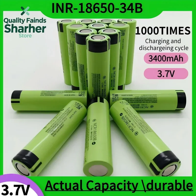 Brand New Original NCR18650 3400mAh Battery Ncr18650b 34B 3.7V 18650 3400mah Rechargeable Lithium Battery Flashlight Tip Battery