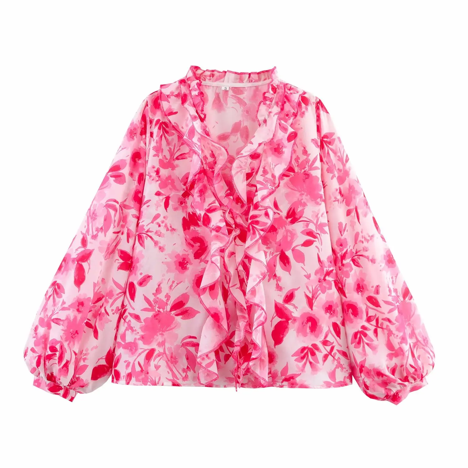 Loose Long Sve Layered Decorative irt JNLEAOG Women's Faion Autumn New Sle Wind Polyester Fiber V-ne Button Closure