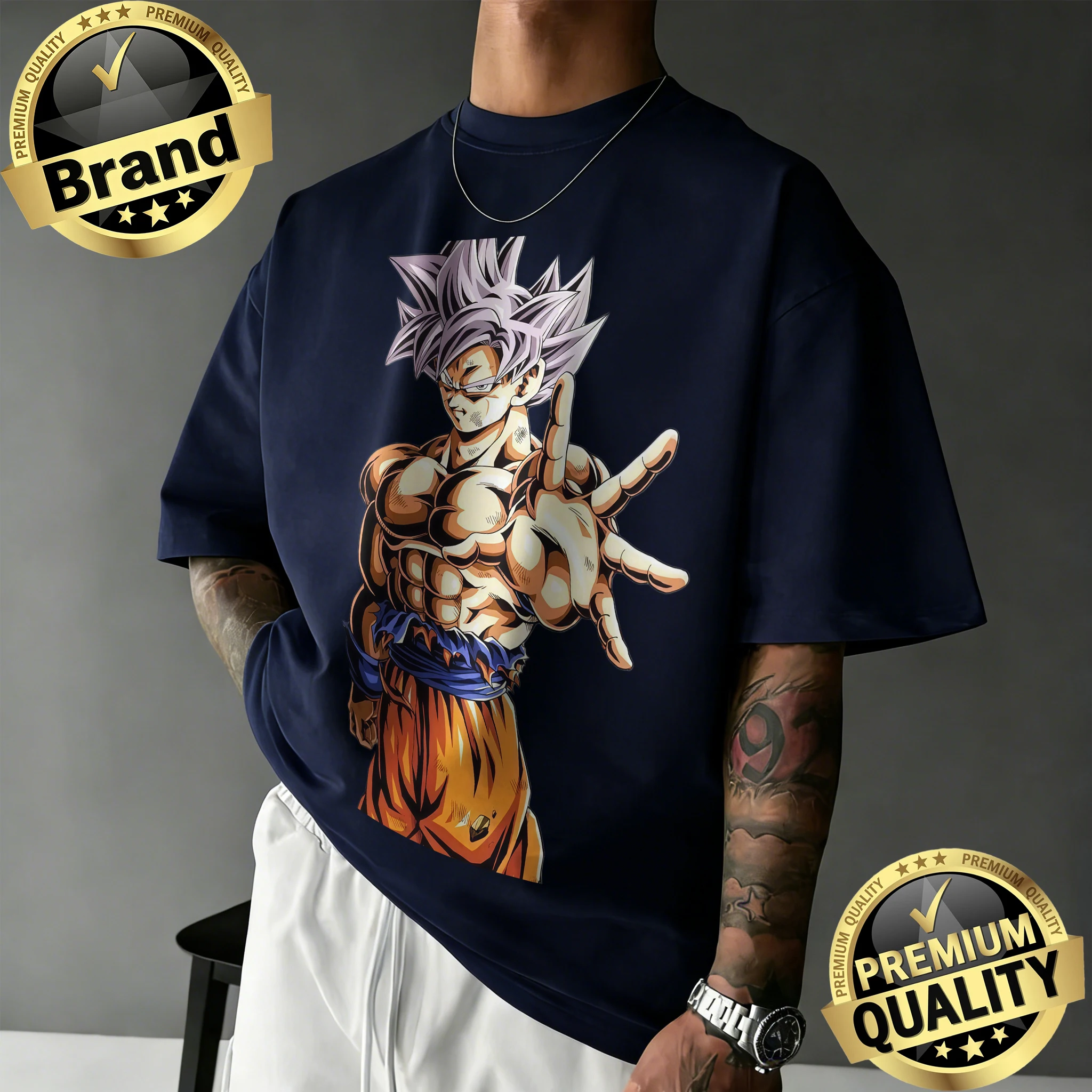 2026 Neuerscheinung Dragon Ball Übergroßes T-Shirt |   Goku Ultra Instinct Gesture Grafikdruck-T-Shirt aus 100 % Baumwolle für Anime-Liebhaber Y2k