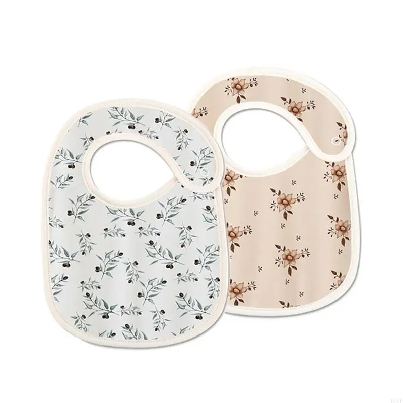 

E06F Baby Feeding Drool Bib Sweet Print Saliva Towel Soft Cotton Button Burp Cloth for Newborn Toddler Shower Gifts