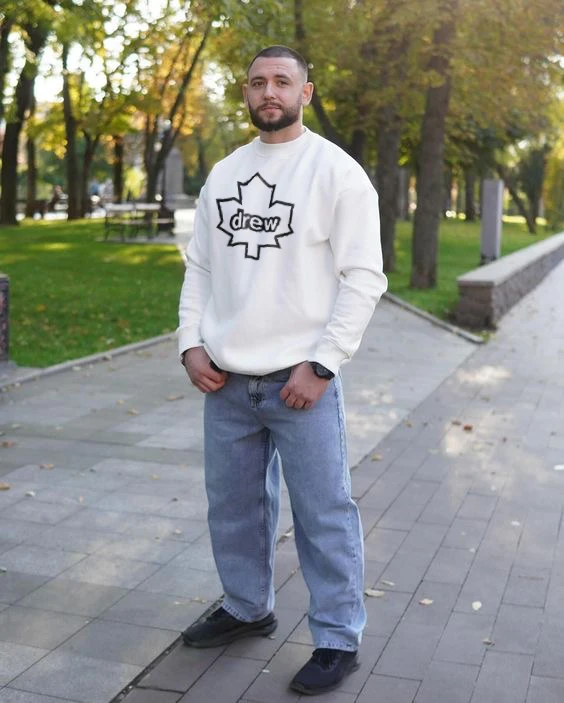 

Drew House осенне-зимнее свободное пальто с выдолбленным принтом кленового листа, мужское и женское модное пальто с круглым вырезом для уличной пары