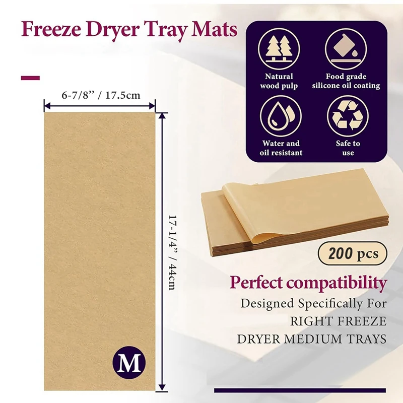 ABNO-200 Packs Parchment Paper Sheets For Harvest Right Freeze Dryer - Dryer Accessories For Medium Trays, Parchment Sheets