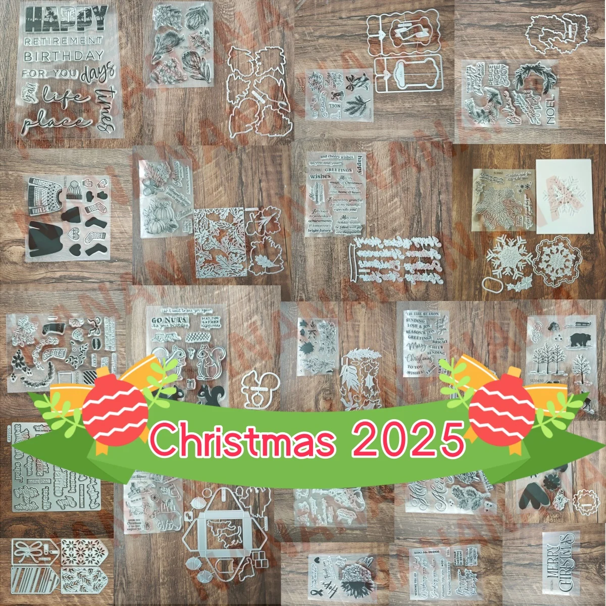 

2025 New Christmas Joyful Clear Stamps Collection Flowers Cut Dies Stencil Hot Foil For DIY Scrapbook Craft Decoration Embossing