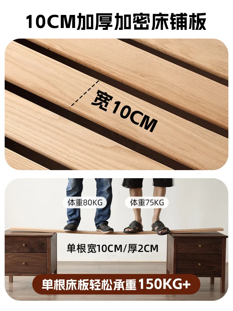 Solid wood box bed headless storage bed high box bed frame