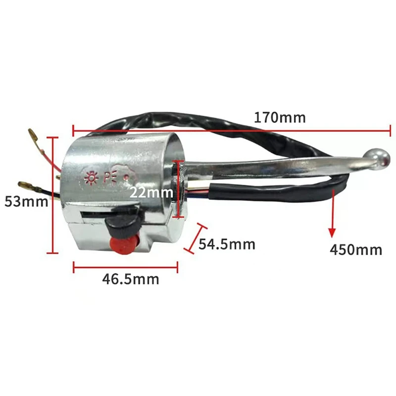 AB98-7/8 Inch 22Mm Motorcycle Handlebar Switch Assembly Horn High/Low Turn Signal Switch Control For Jialing JH70 JH90