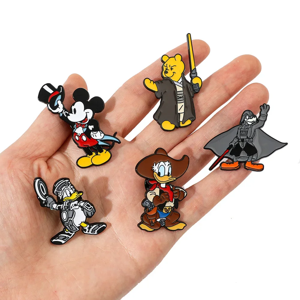 Disney Cartoon Creative Personality Mickey Donald Duck Alloy Brooch Pooh Sorcerer Metal Cute Fun Badge Backpack Accessories