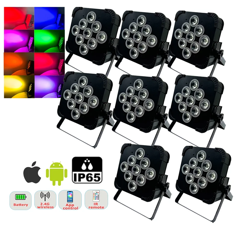 

FREE SHIPPING RGBWA UV 6in1 LED Par Light Stage 9*18W Battery Wireless DMX&APP IR Remote par uplight for DJ Wedding & Events