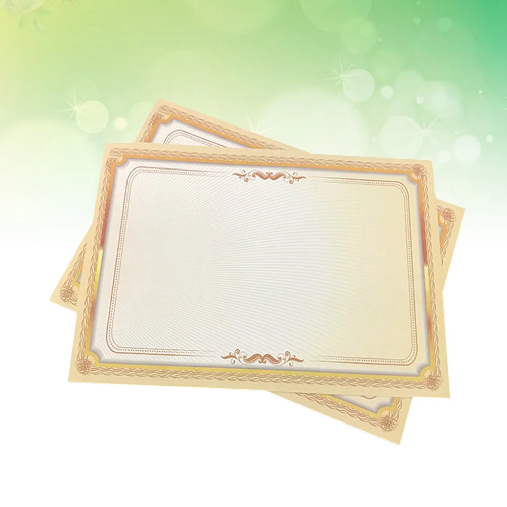 

20pcs A4 Certificate Paper Gradient Gold Border For School Awards Graduation Recognition Compatible With Inkjet Printers