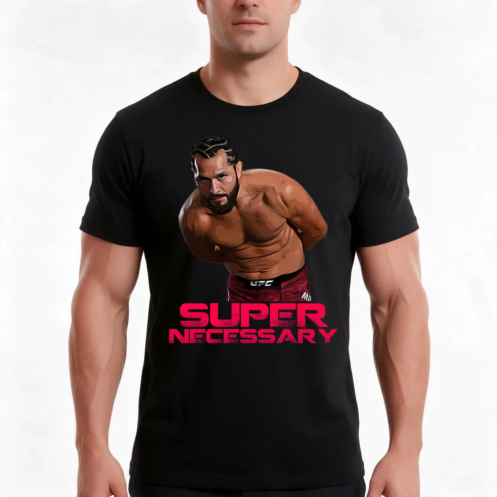 Jorge Masvidal Super Necessary T-Shirt, Summer Casual Cotton Tee, Oversized Streetwear Tops, Vintage Graphic Print, 100% Cotton