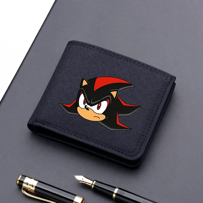 Sonics Men Folding Wallet Boy Cartoon Anime Pattern Purse Multi Functional Money Pack Cute Large Capacity ID Card Bags Xmas Gift