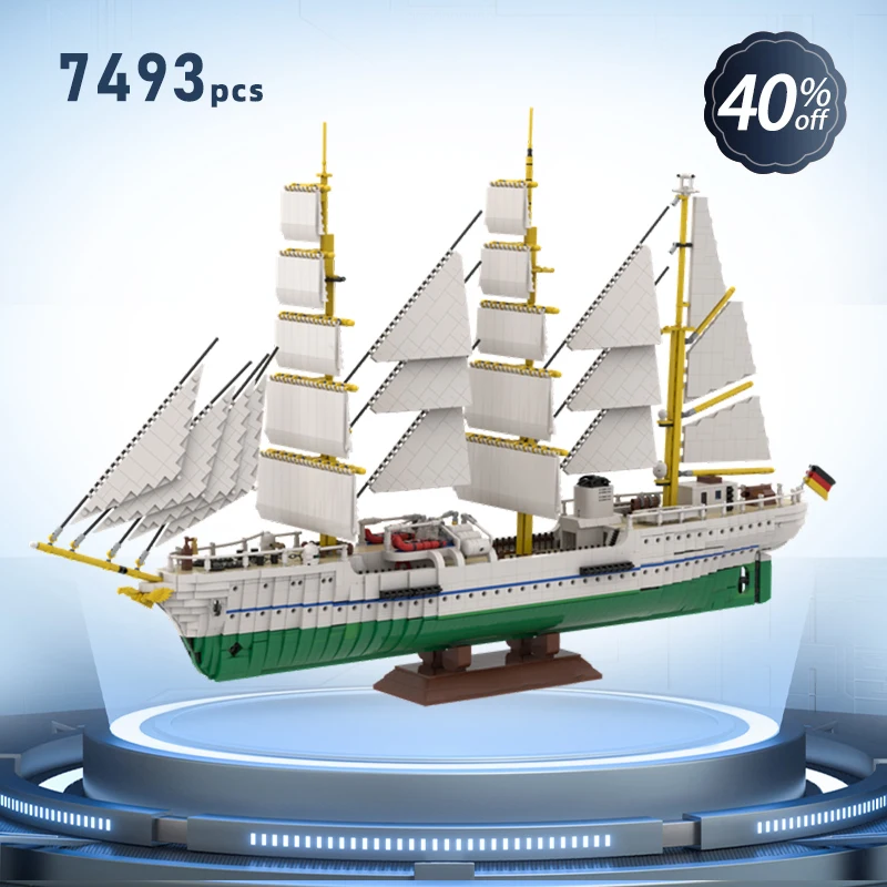 

building bricks set training ship military sailboat for adults German Navy boats and ships moc building bricks military marine