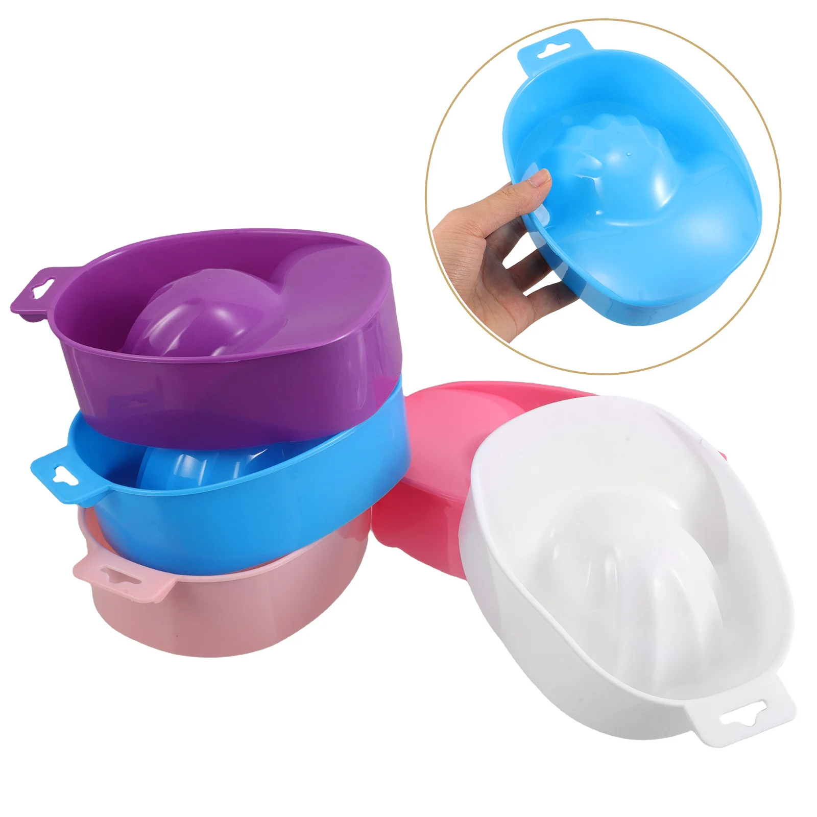 

5Pcs Nail Soaking Bowl Ergonomic Spacious Comfortable Spa Manicure Tub Nail Removal Soaking Bowl for Salon Home