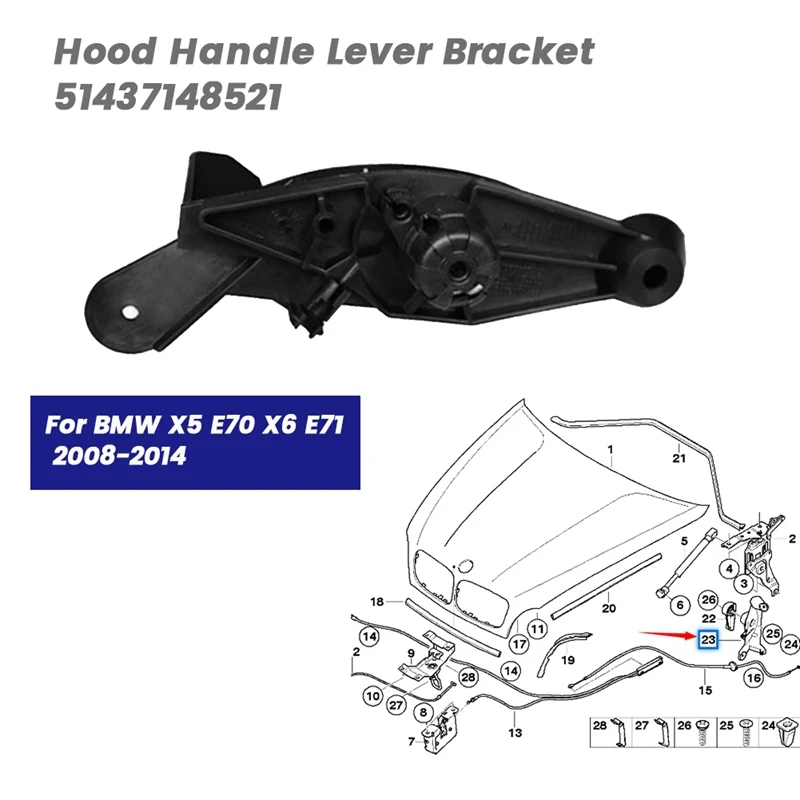

Кронштейн рычага ручки капота автомобиля 51437148521 для BMW X5 E70 X6 E71 2008-2014 5143-7148521
