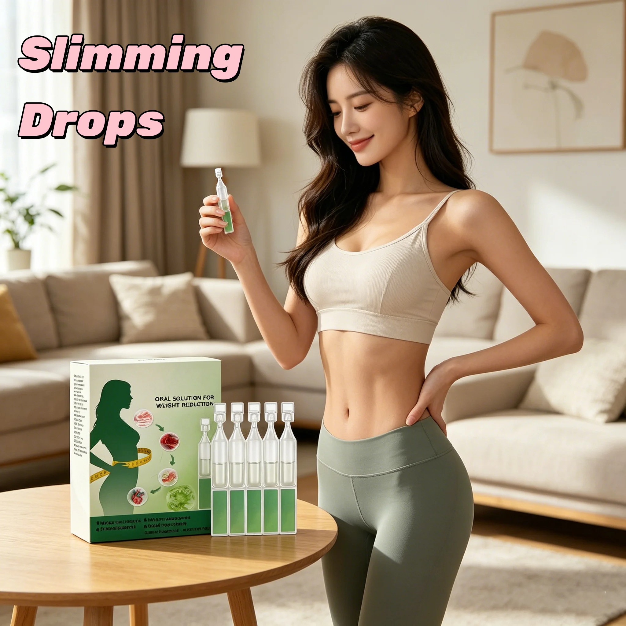GLP-1 Slimming Drops 1ml*5 Weight Loss Diet Drops Fat Burner Appetite Suppressant Metabolism Boost Oral Liquid Supplement