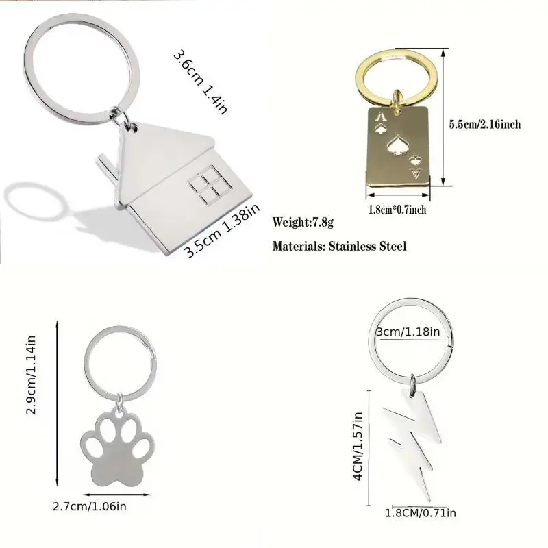 Stainless Steel Keychain Customizable Metal Key Ring Pendant Portable Personalized Key Holder for Wedding Souvenir Gift