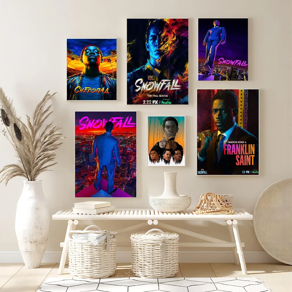 ورقة بيضاء ملصق التلفزيون تساقط الثلوج ، ملصق جودة عالية ، لوحة فنية جدارية ، ديكور غرفة الدراسة