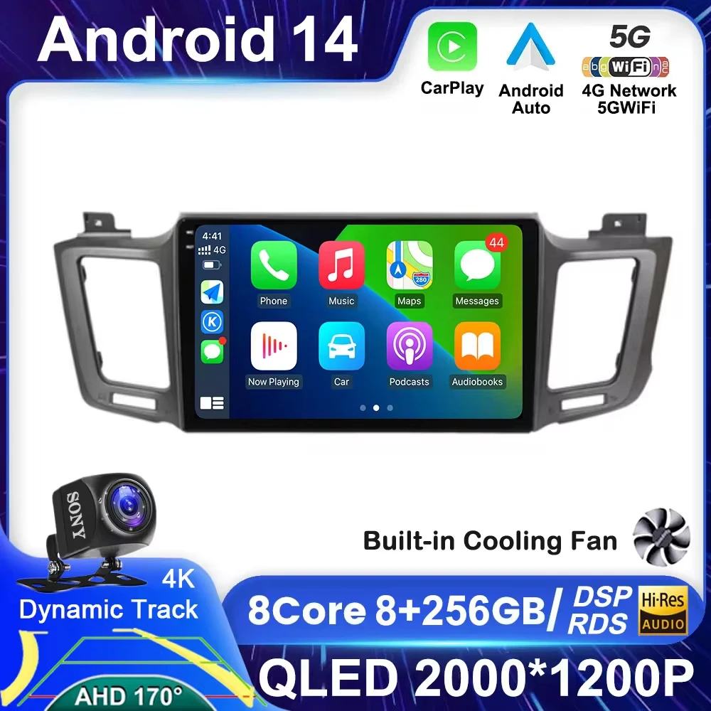 

10" Android 14 For Toyota RAV4 4 XA40 5 XA50 2012 - 2018 Car Radio Carplay Multimedia Video Player Navigation Stereo GPS WIFI 4G