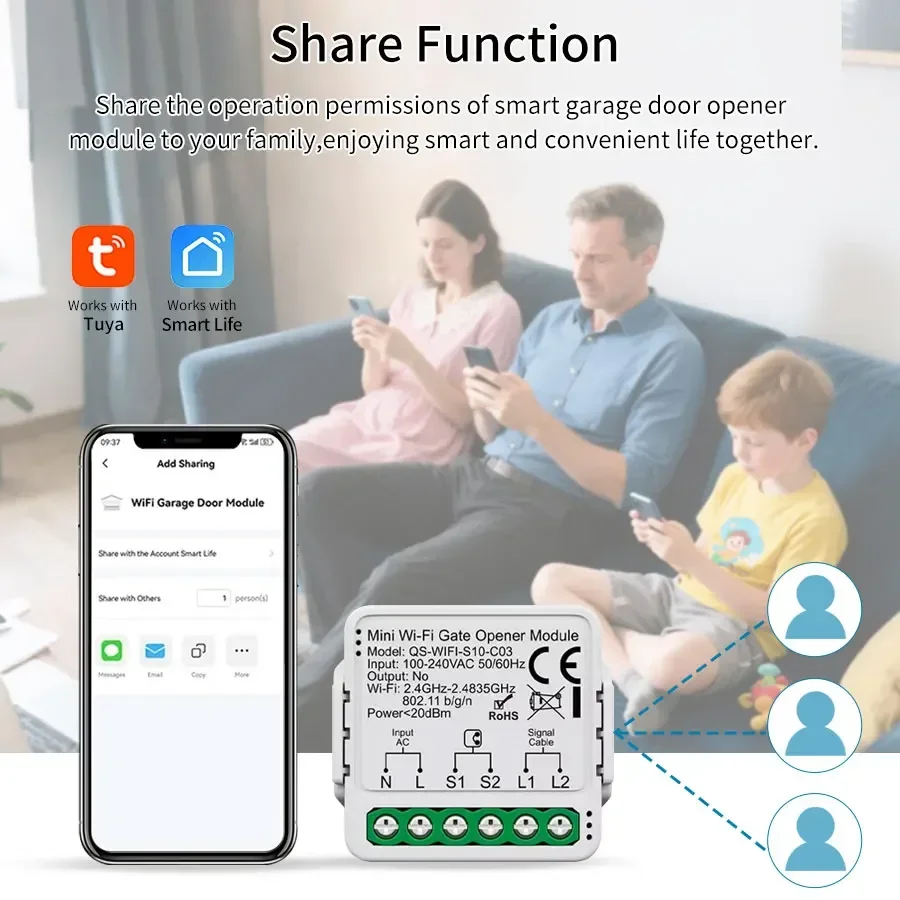 Tuya wifi zigbee controlador abridor de porta de garagem motorizado módulo abridor de portão de controle de voz 110v 240v vida inteligente