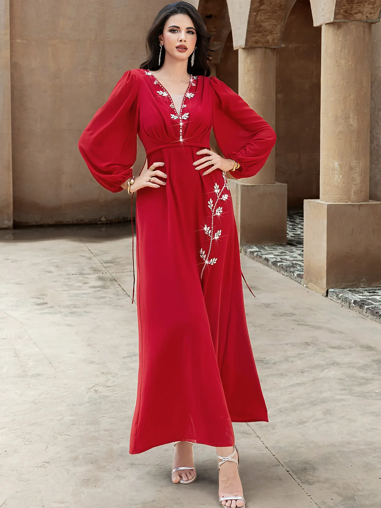 

Morocco Kaftan Luxury Dubai Abaya Eid Diamonds Jalabiya Ramadan Muslim Women Maxi Dress Evening Party Gown Turkey Caftan Femme