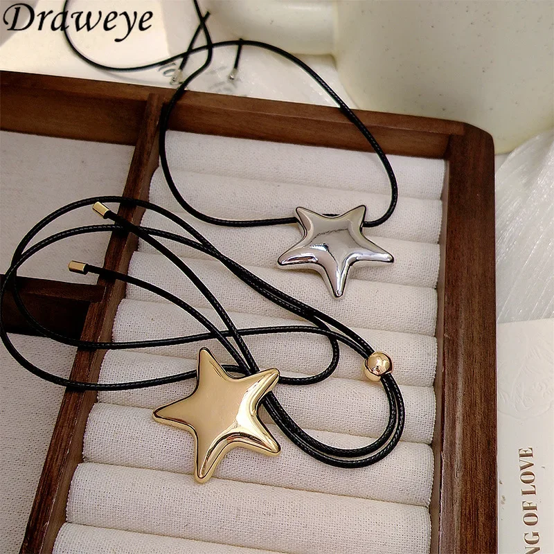 Draweye Y2k Stars Necklace for Women Punk Style Hiphop Vintage Ins Korean Fashion Chokers Jewelry Simple Collares Para Mujer