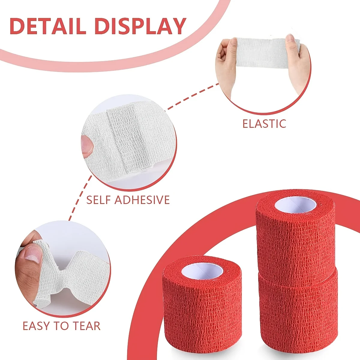 Cohesive Bandage, 12 Rolls Self Adherent Vet Wrap, 5cm x 4.5cm Football Sock Wrap & Shin Guard Tape, for Wrist & Ankle