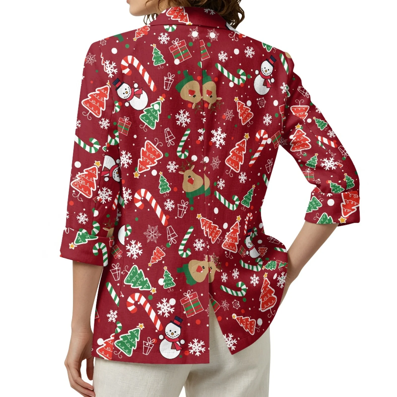 PENSTROLL Holiday Linen Style Cardigan Jackets for Office Casual Open Front Cardigan Outerwear