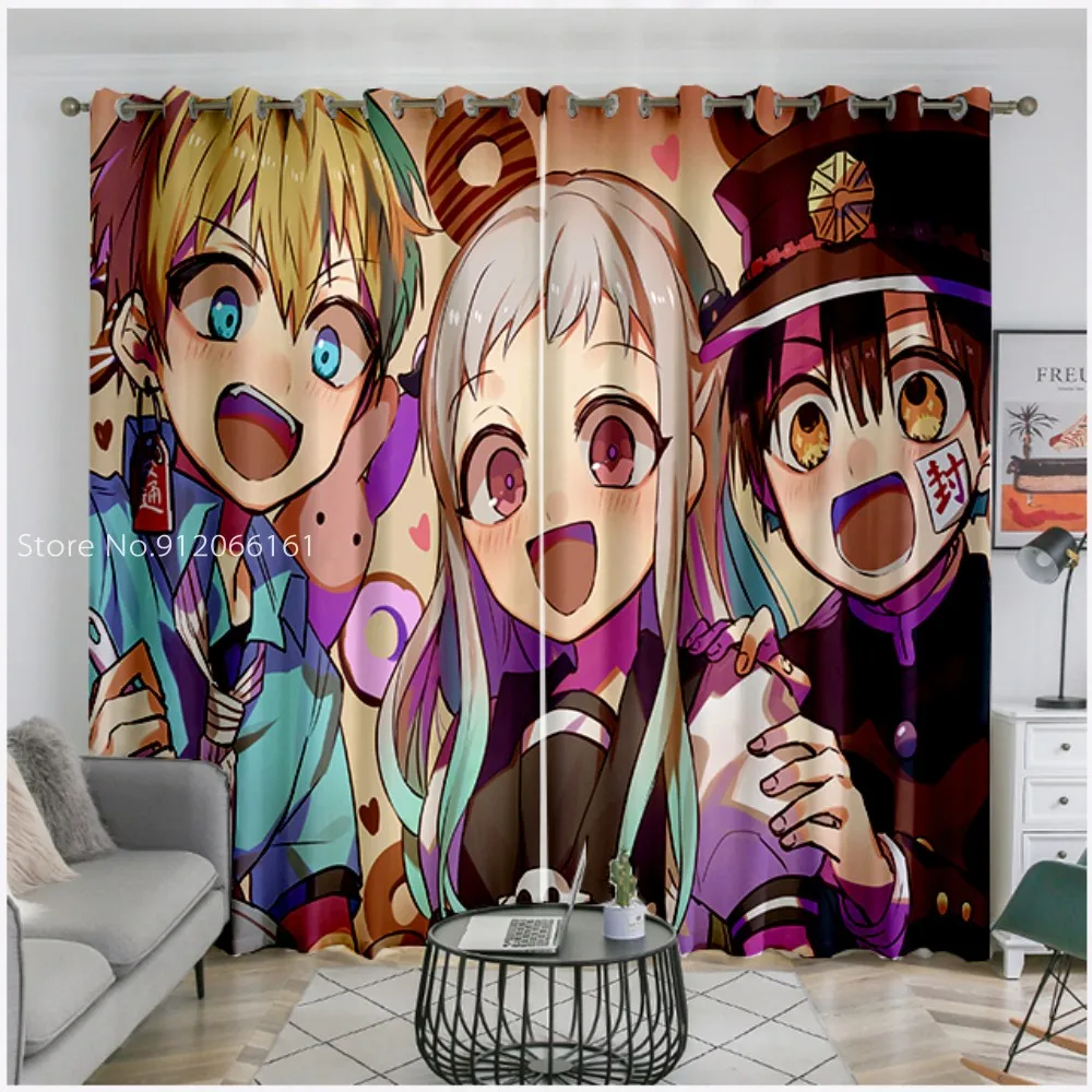 Anime Blackout Curtain Toilet-Bound Hanako-Kun Japan Manga 3D Window Drapes For Kids Boys Girls  Dormitory Bay Window Room Decor