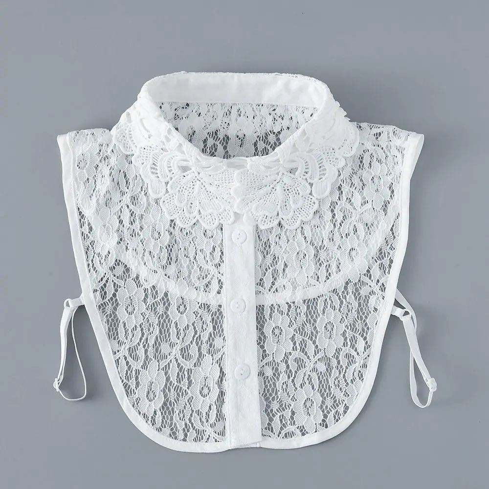 Новая мода съемный искусственный воротник белый черный регулируемый вырез кружевная шаль накидка для женщин и девочек