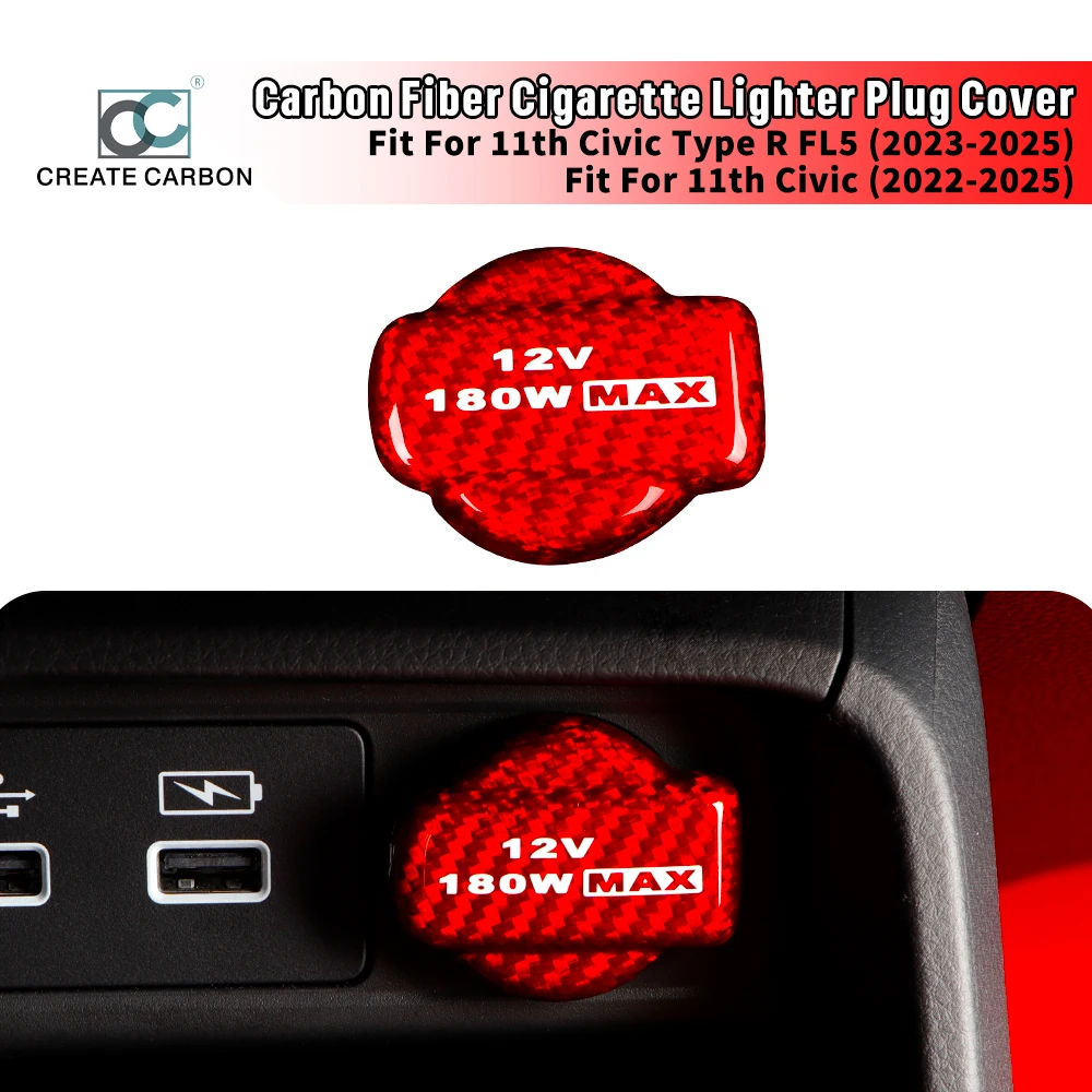 

Крышка прикуривателя из углеродного волокна, совместимая с Honda 11-го поколения Civic Type R FL5 CRV Pilot (2023–2026) Аксессуары для интерьера