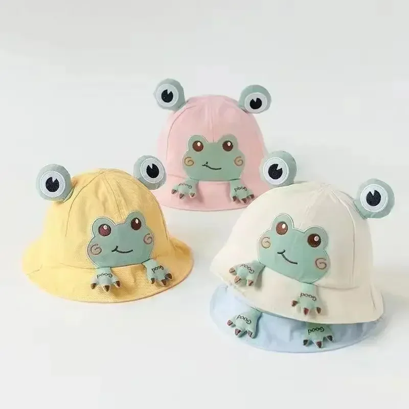 Soft Cotton Hat With Cartoon Frog Pattern, Suitable For Baby Boys And Girls, Fisherman\'s Hat For Outdoor Classes, Sun Hat