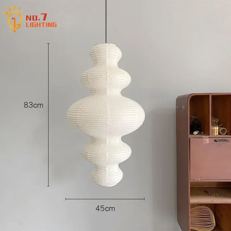 Japanese Wabi-sabi Akari Noguchi Yong Pendant Light Rice Paper Decorative Hanging Light Fixtures Living/Dining Room Kitchen Sofa