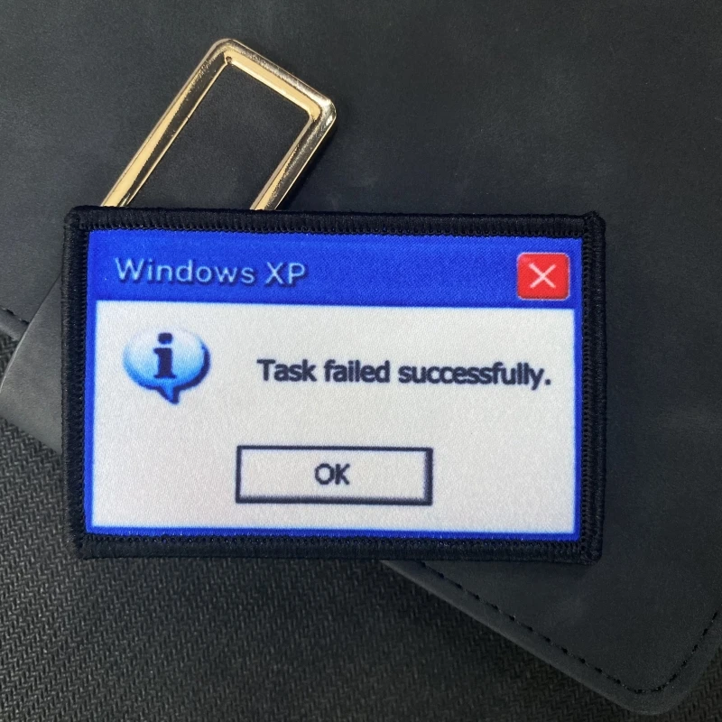 Windows XP Task Failed Successfully Printing Hook and Loop Morale Emblem Patches Funny Tactical Armband Clothes Backpack Sticker