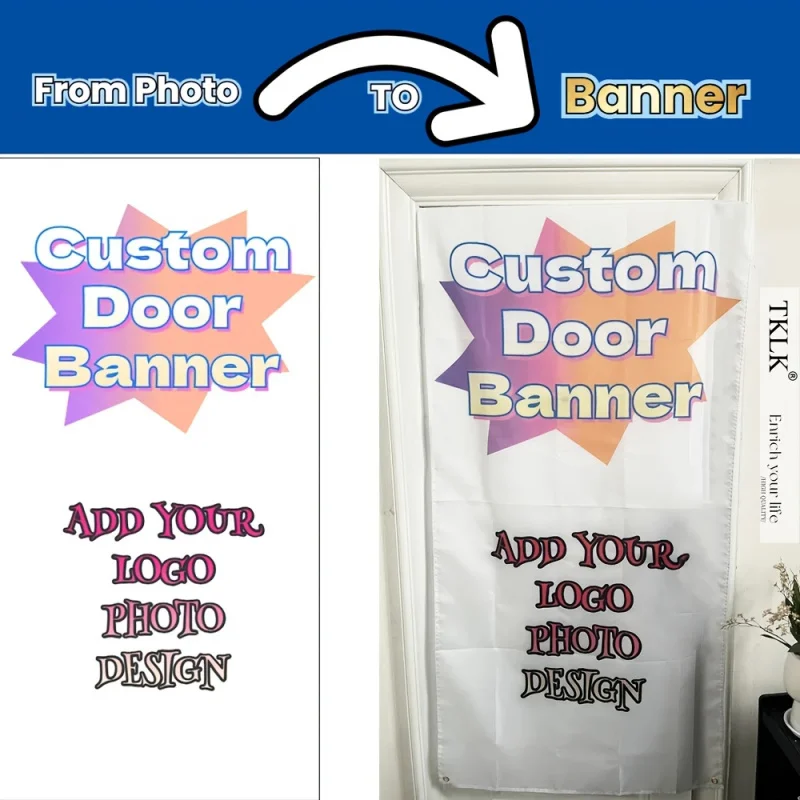 

2D Custom Door Banner - Personalized Polyester Door Cover, Vivid Printing, with Free Rope for Weddings, Birthdays and Holiday
