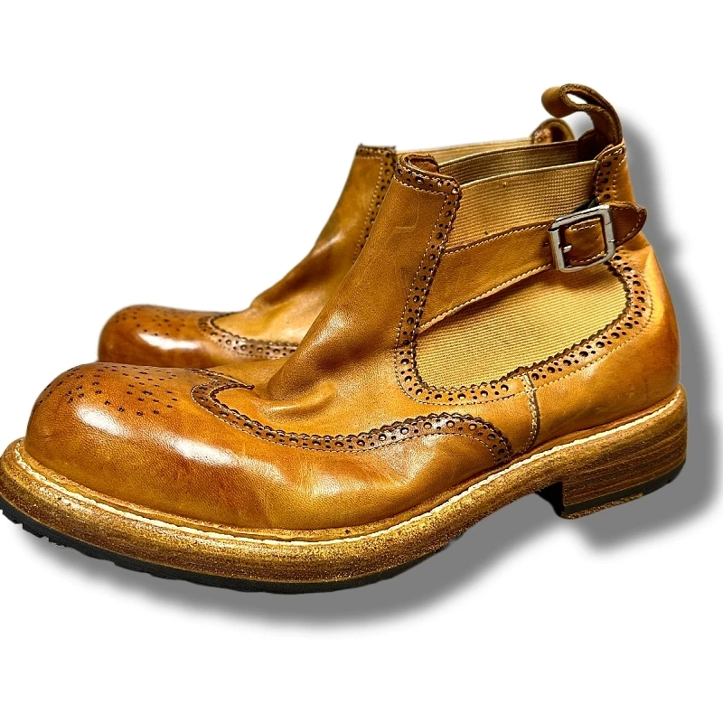 

High End Luxury Customized Goodyear Handmade Genuine Leather Sole Cowhide Vantage Carved Blok Boots