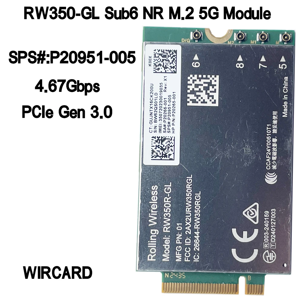 RW350R-GL 5G Module LTE 4G Card M.2 PCIe3.0 SPS#P06930-005/SPS#P20951-005 For R15 Laptop