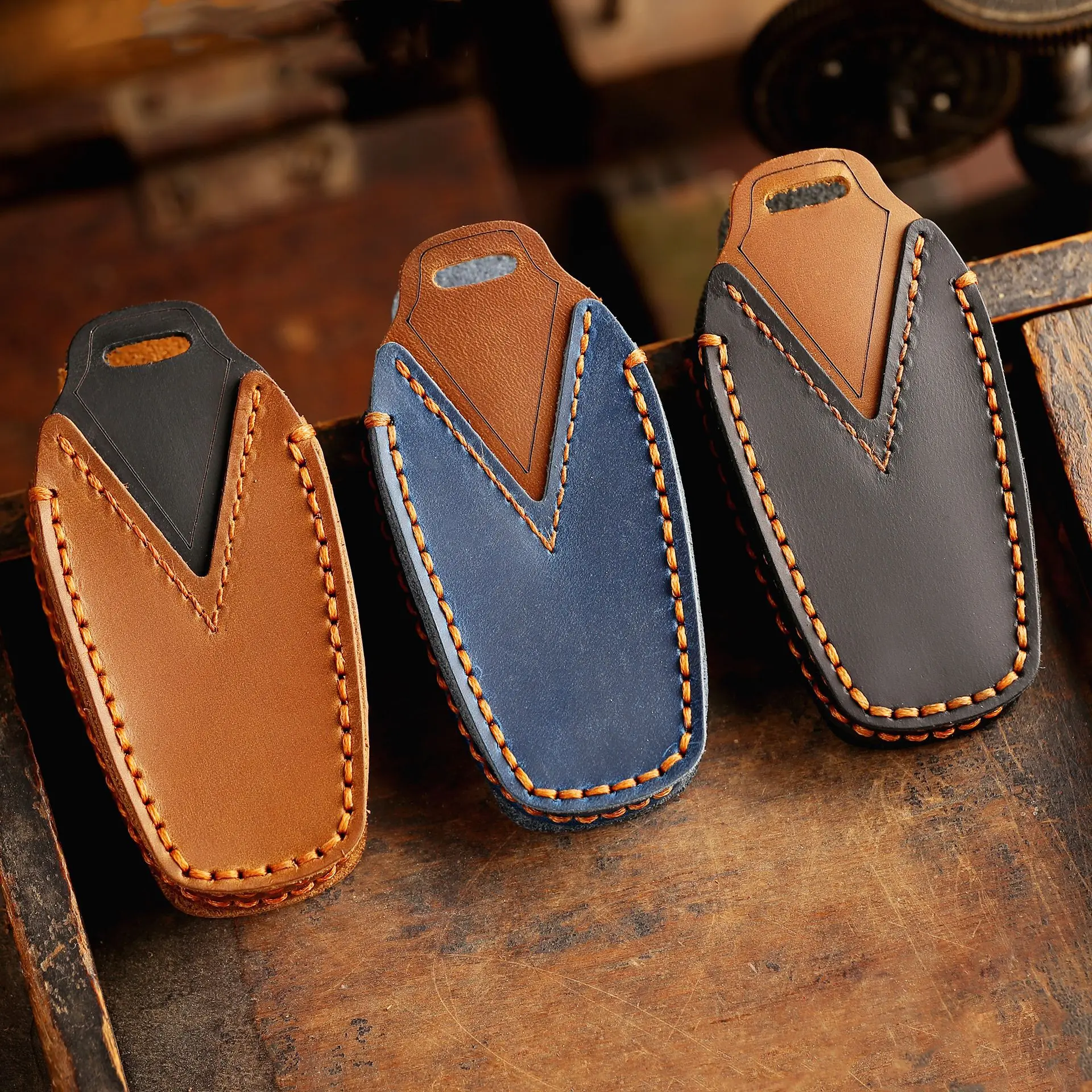Leather Car Key Cover Keychain Holder Case Protector for BYD Han Ev Tang Dm/Qin PLUS/Song Pro/MAX/Yuan Dolphin Buckle Remote - Image 6