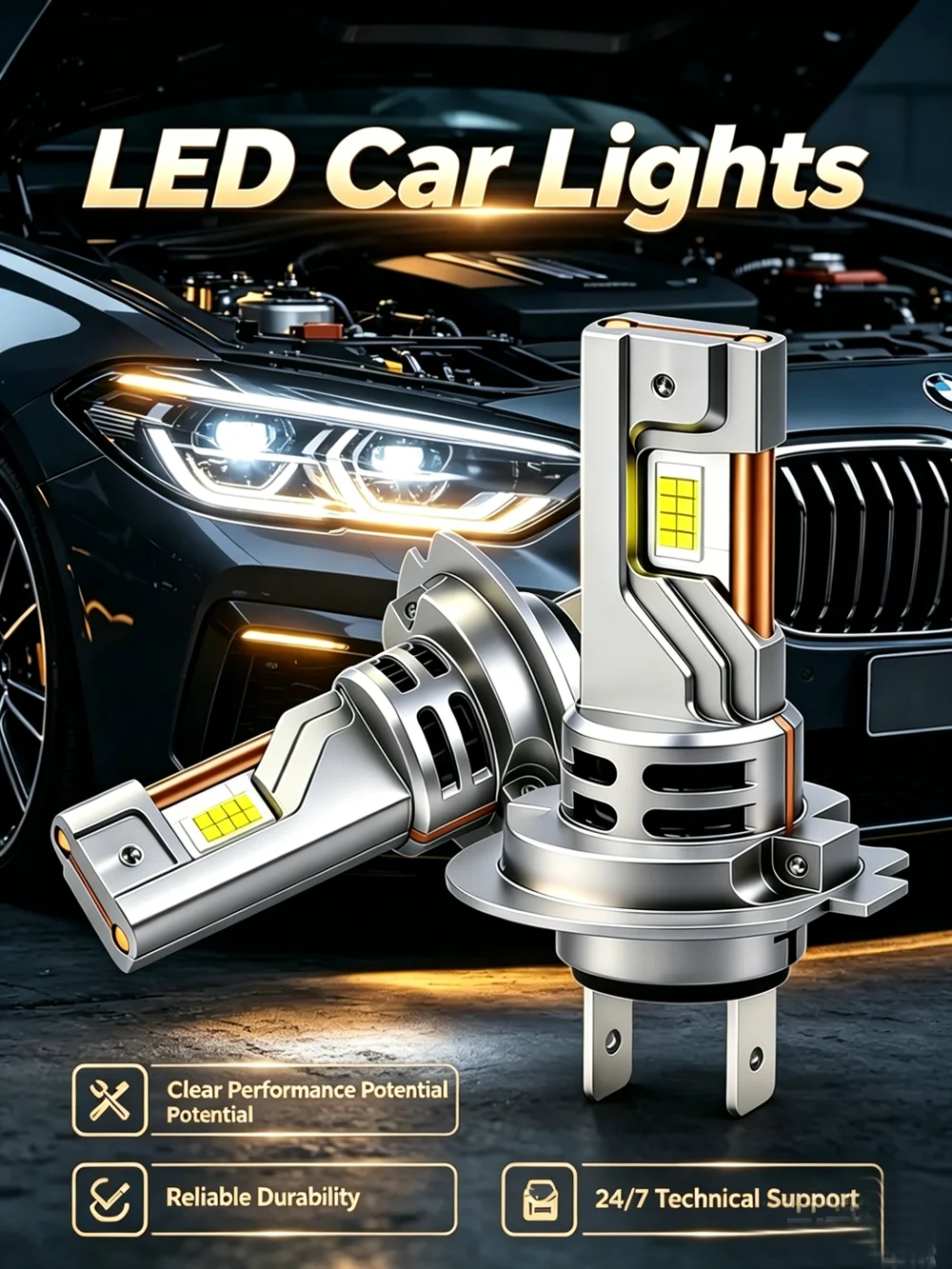 

2Pcs LED Car Headlight Bulb H7 H4 H11 H8 9005 hb3 9006 hb4 Lights High Brightness High Low Beam Integrated Auto Front Light