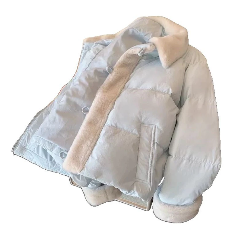 Women Parkas Short Coats Jackets Turn Down Collar Thick Warm Y2k Streetwear Elegant Jacket Work Coat Autumn Winter 2025