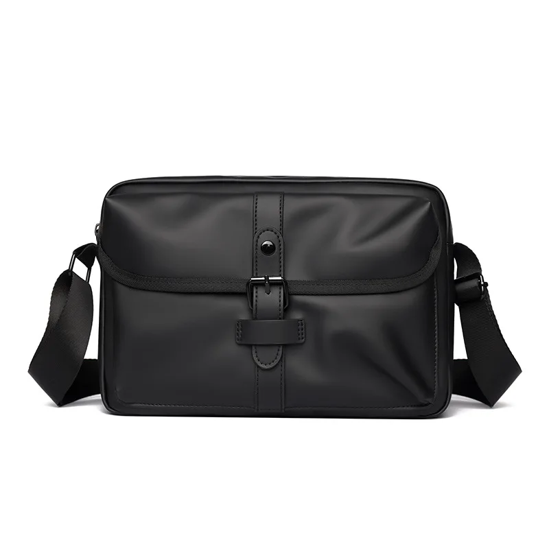 New leather film anti-splashing crossbody men's trendy cool locomotive  casual commute business simple shoulder bag