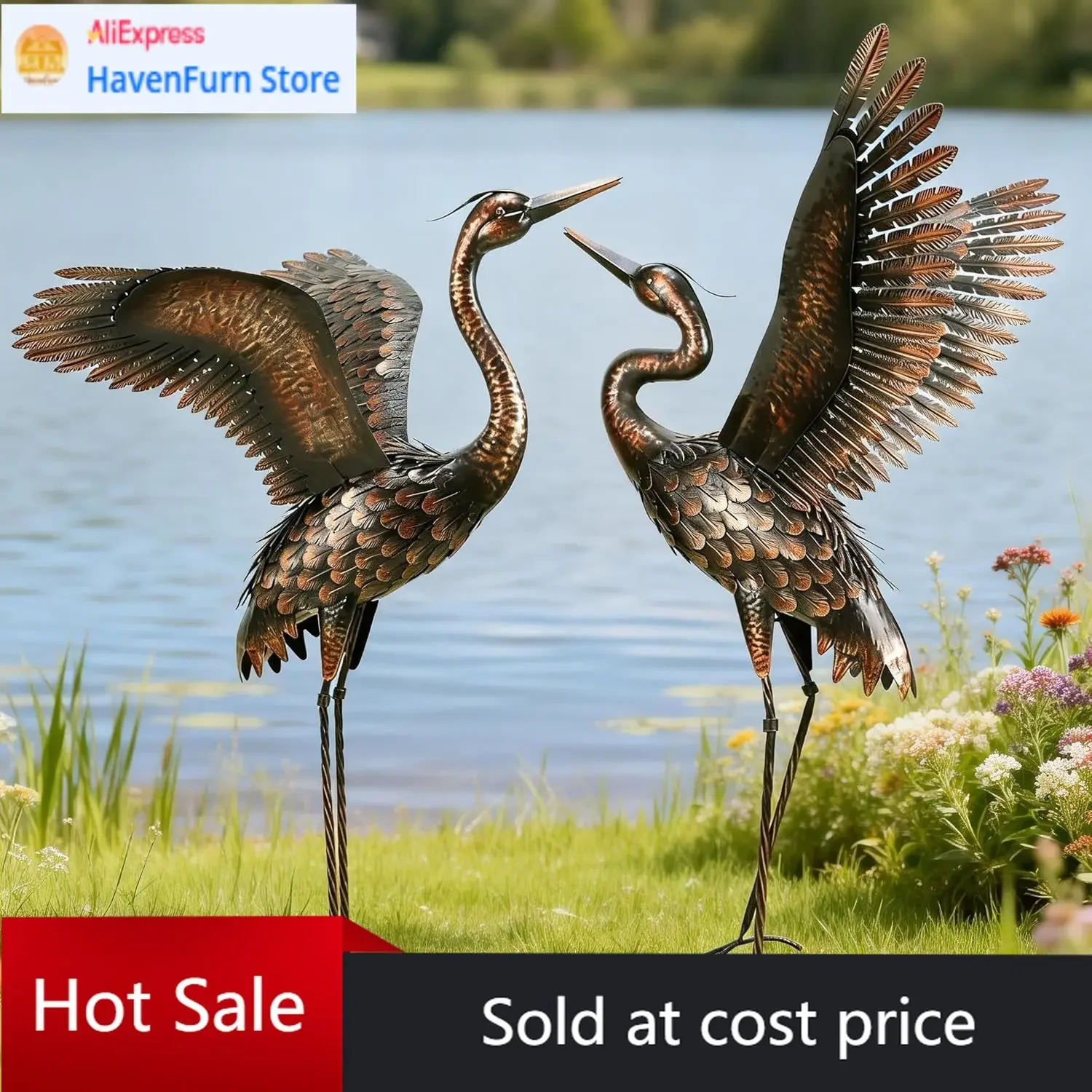 

Садовая статуэтка: Металлическая скульптура журавля для двора, газона, патио, украшение для сада, 46 дюймов (2 шт.)
