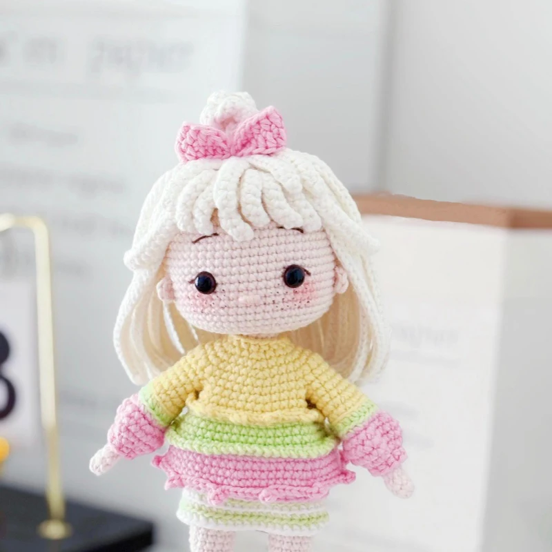 اليدوية الحياكة Amigurumi فتاة دمية الكروشيه DIY هوك الغزل المواد مجموعة كيت نمط الكروشيه في الإنجليزية فتاة هدايا عيد ميلاد
