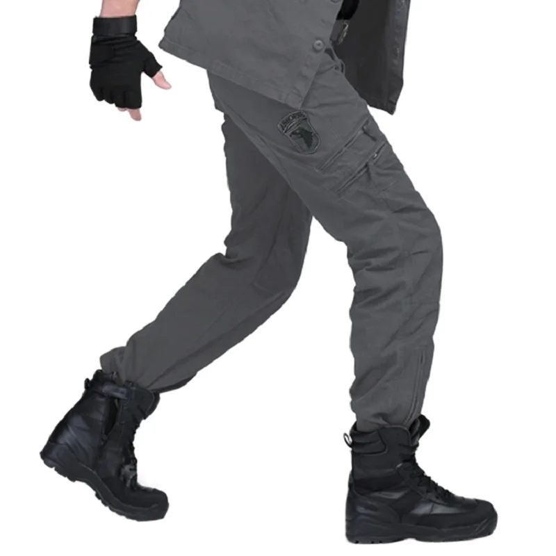 Cargo Pants Men Style Summer Loose Work Jogger Straight Trousers Camo Pants Male Zipper Pocket Black 36 38