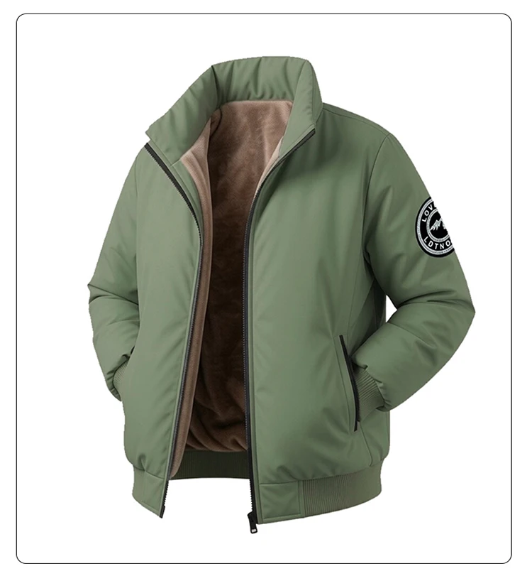 Men's Jacket Stand Collar Stamp Mens Parka Winter New Down Jacket Fleece Warm Jackets Men Business Leisure Coat Baseball Coats