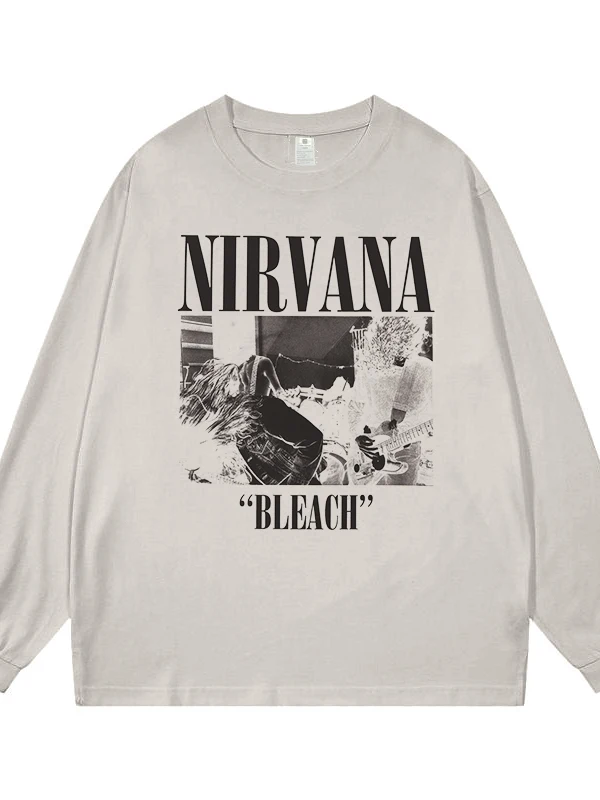 Rocker Band Direct Spray American Style Hip Hop Long Sleeve T Shirt Streetwear AC Neon Slash Breathable Cotton round Neck