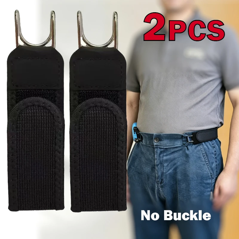 Portable Belt Fashion Unisex Convenient Buckle-less Belt Buckle-Free Adjustable Waist Belt with Metal Hook Invisible Closure