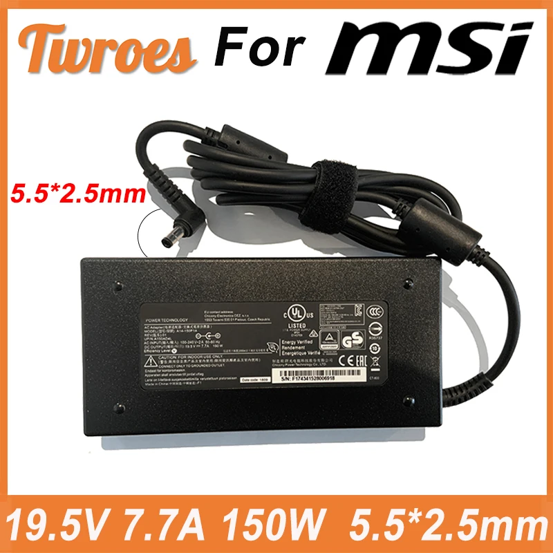 

Laptop Adapter 19.5V 7.7A 150W Power Supply For MSI GS60 GS70 GE62 GS40 GS63 GL62 MS-16H7 MS16H Ghost Pro606 charger ADP-150VB B